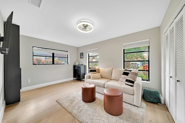 living room featuring light hardwood / wood-style floors