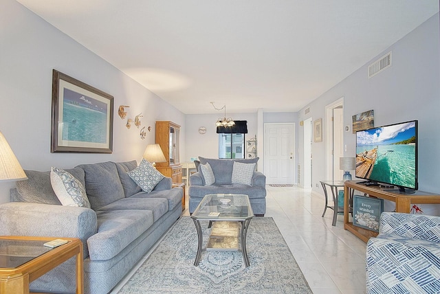 2400 S Ocean Dr Unit 6112, Fort Pierce, FL 34949 - living area with a chandelier and light marble finish floors