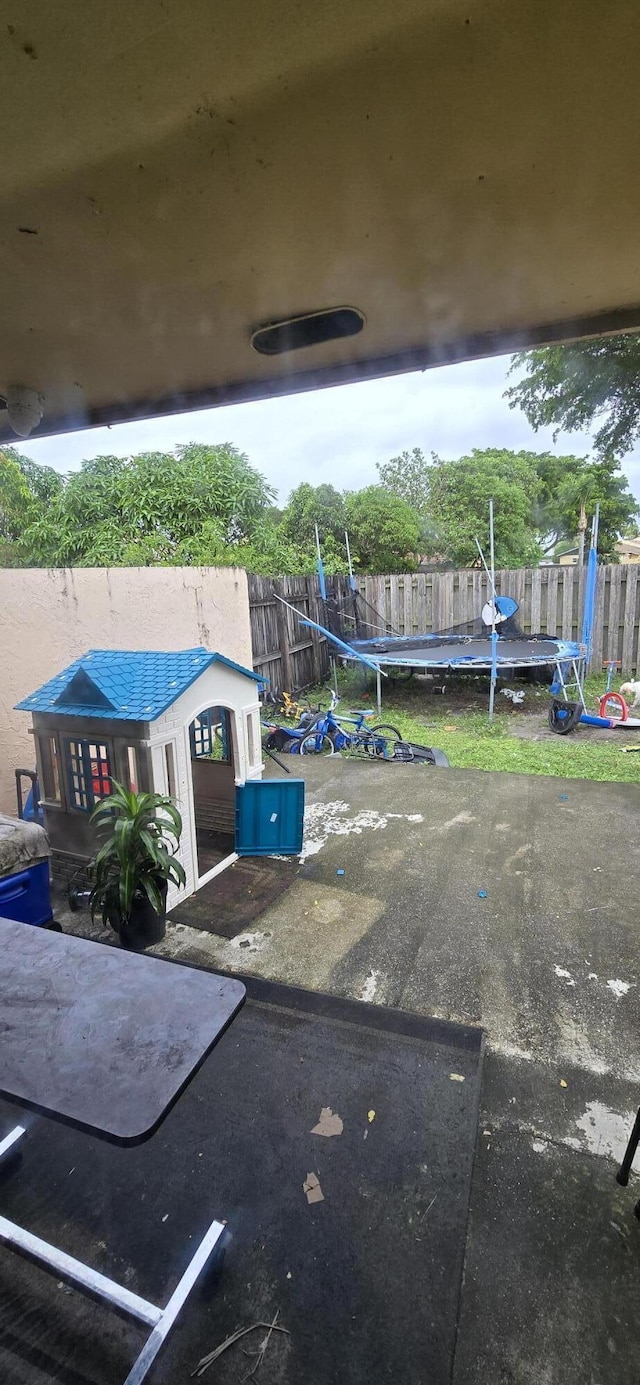 exterior space with a trampoline