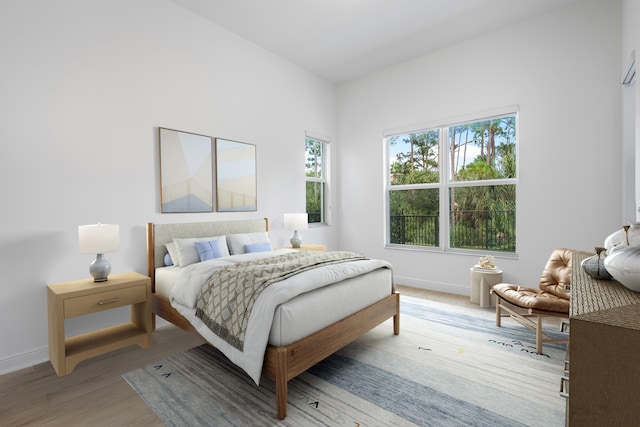 bedroom featuring light wood-type flooring