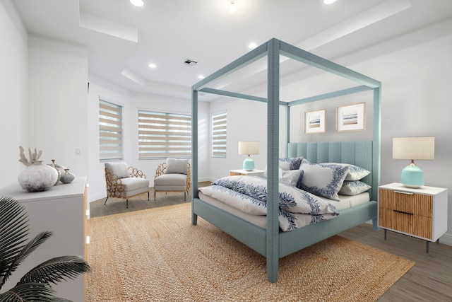 bedroom with wood-type flooring