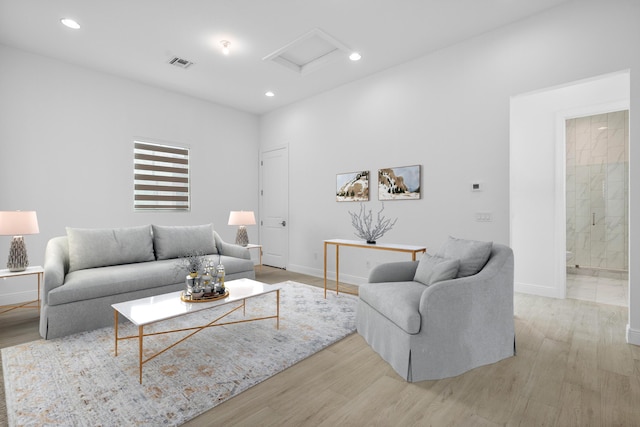 living room featuring light wood-type flooring