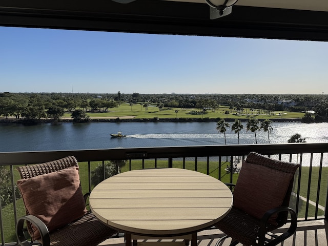 balcony with a water view