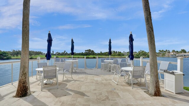 view of dock featuring a water view