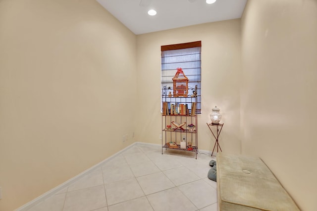 interior space featuring light tile patterned flooring