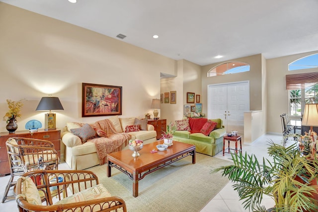 view of tiled living room