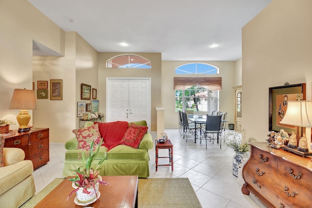 view of tiled living room