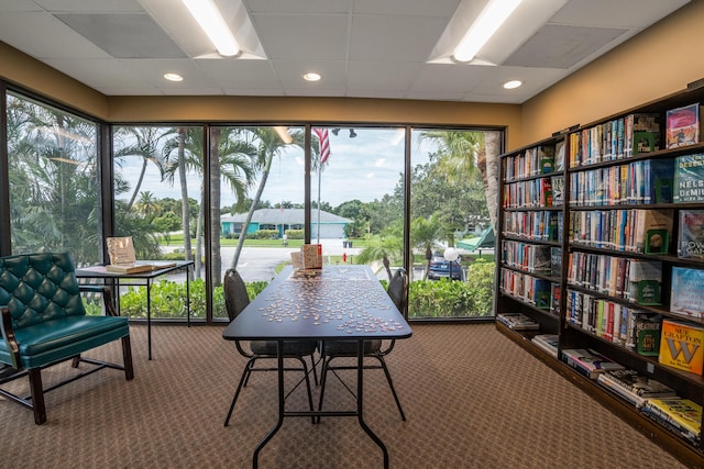 sunroom with a drop ceiling