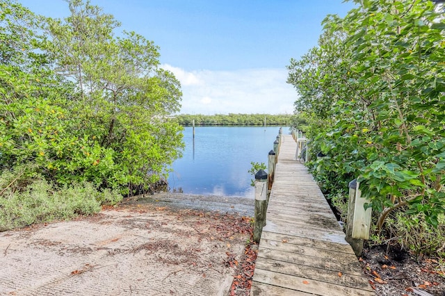 dock area featuring a water view