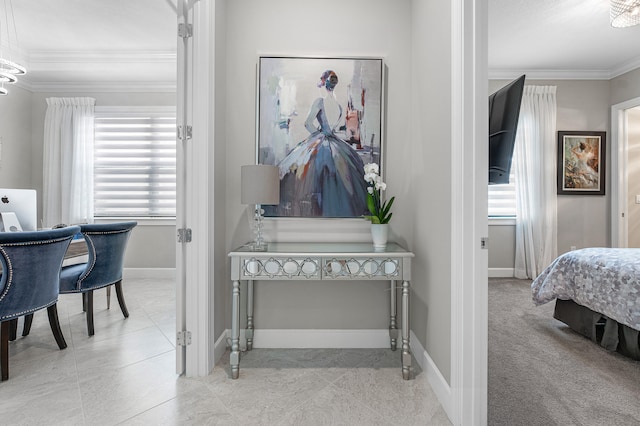 bedroom featuring crown molding