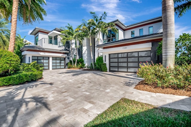 contemporary house featuring a garage