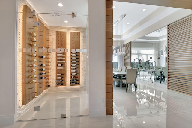 wine cellar featuring tile patterned flooring