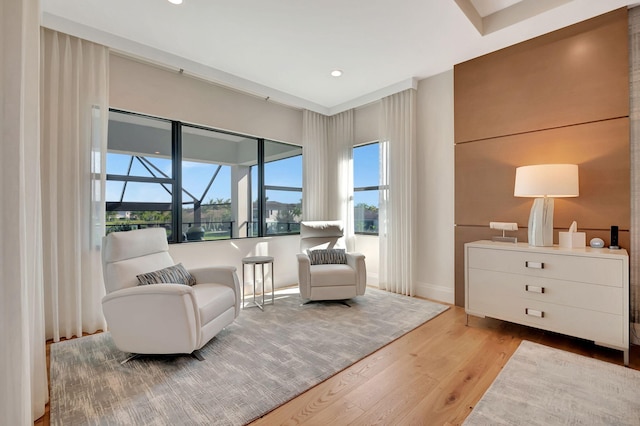 living area with light wood-type flooring