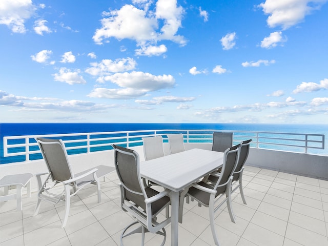 view of patio / terrace featuring a water view