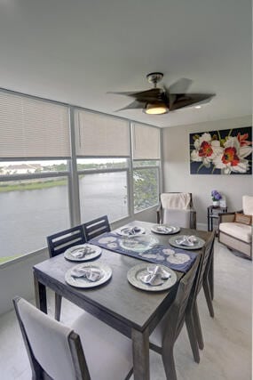 dining area featuring ceiling fan