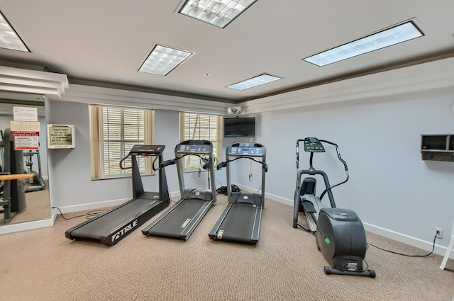 gym with carpet flooring