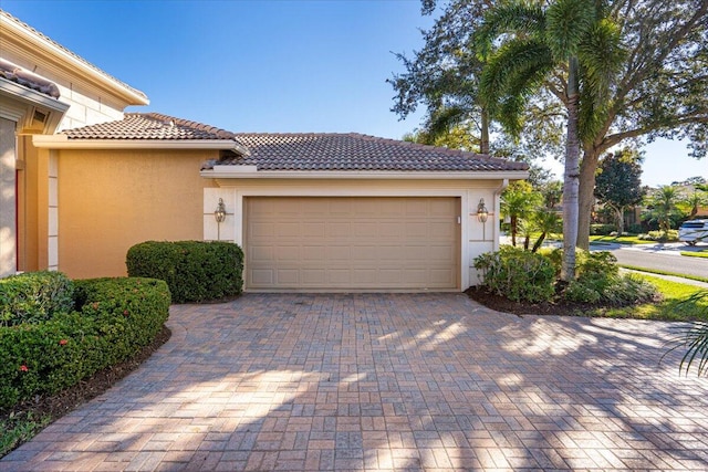 exterior space with a garage