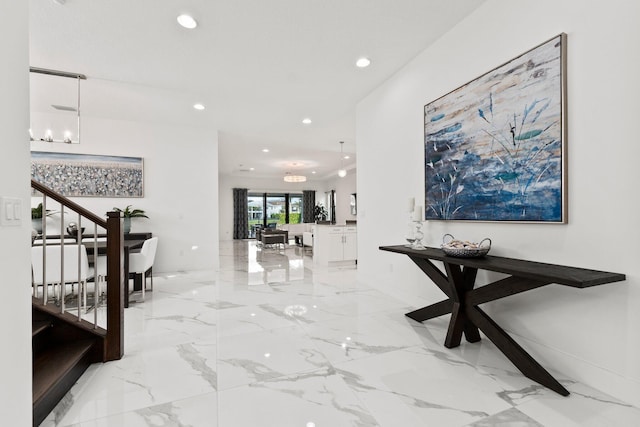 interior space with a notable chandelier