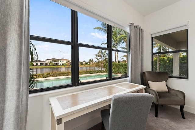 13689 Artisan Cir, Palm Beach Gardens, FL 33418 - interior space featuring plenty of natural light, a water view, and baseboards