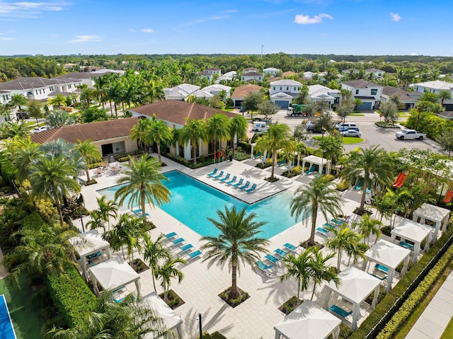 view of swimming pool featuring a patio area