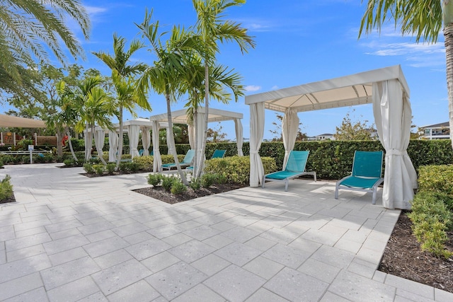 view of patio featuring a gazebo