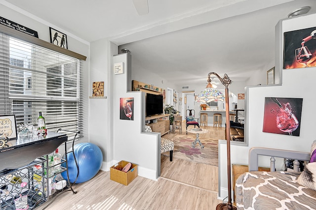 interior space with light hardwood / wood-style floors