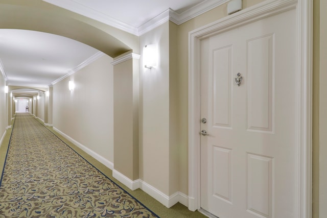 hall featuring crown molding