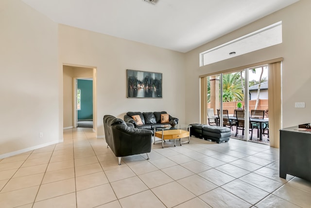 view of tiled living room