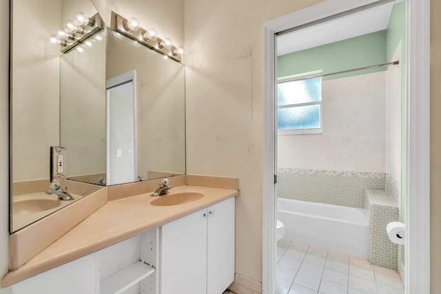 bathroom featuring tile patterned floors, vanity, and toilet