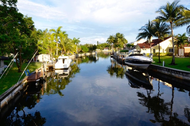 dock area featuring a water view