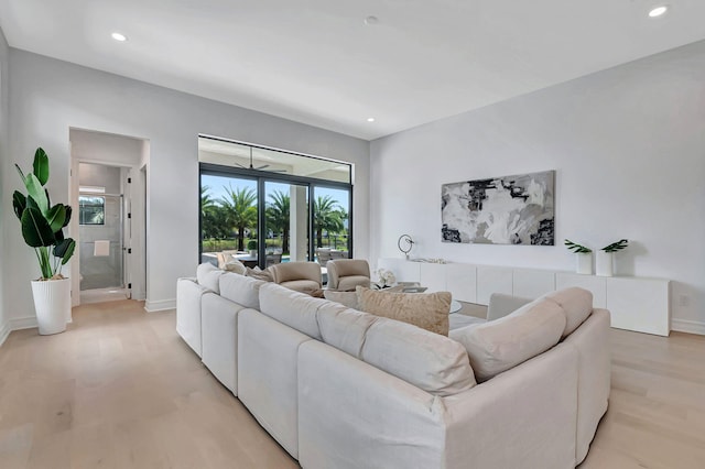 living room featuring light hardwood / wood-style flooring