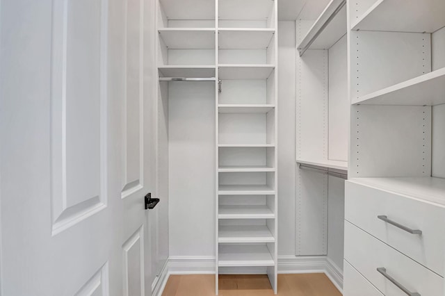 walk in closet featuring light hardwood / wood-style floors