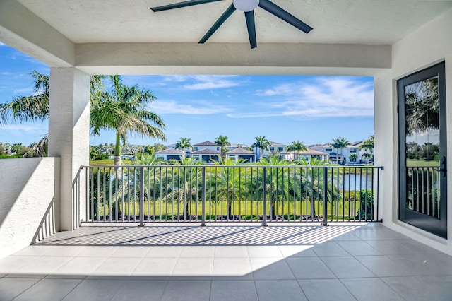 balcony with ceiling fan