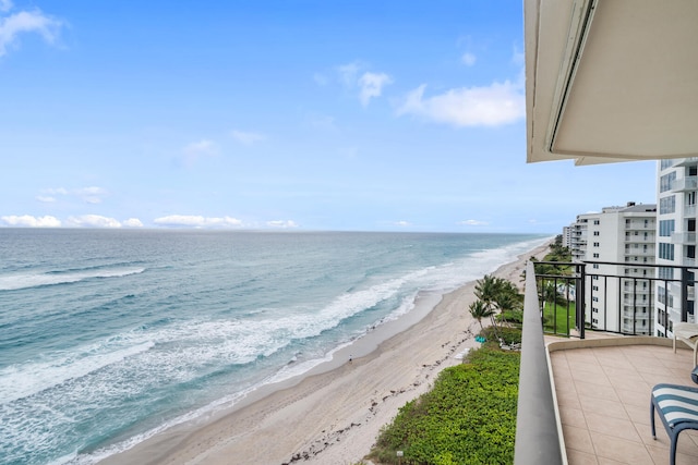 view of water feature featuring a beach view