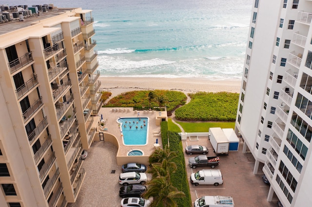 exterior space with a beach view