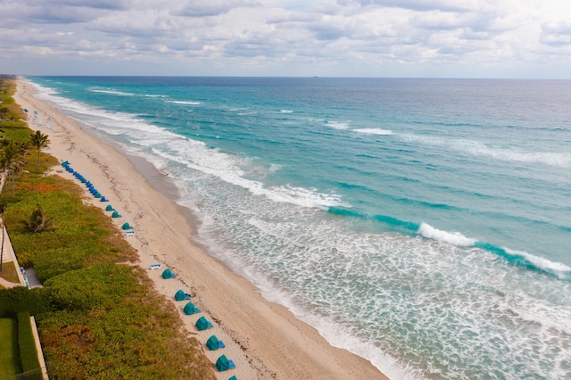 view of water feature with a view of the beach