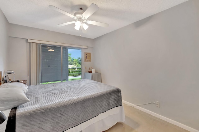 bedroom featuring a textured ceiling and ceiling fan