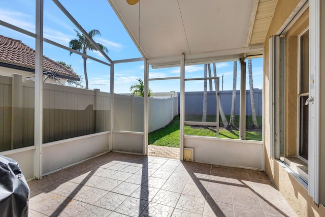 view of unfurnished sunroom