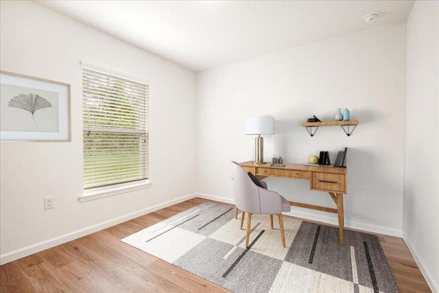 home office featuring hardwood / wood-style flooring