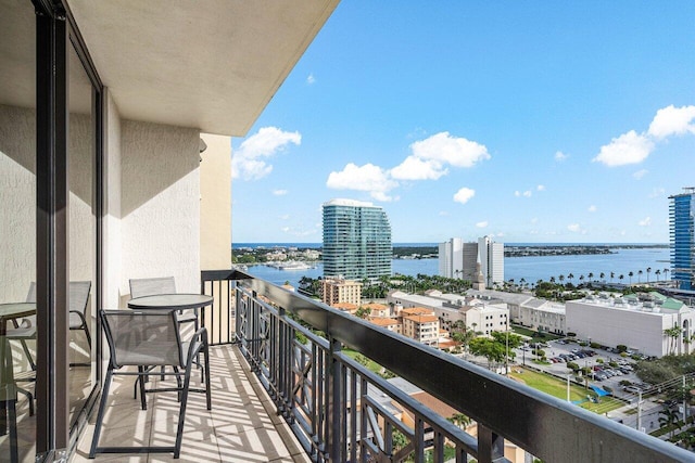 balcony with a water view