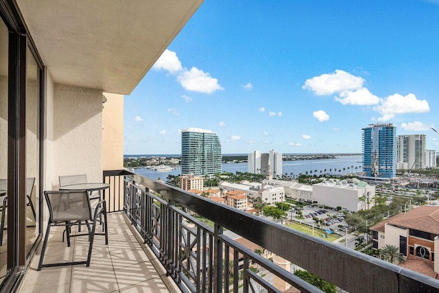 balcony with a water view