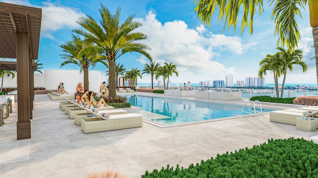 220 Lake Shore Dr Unit 1013, Lake Park, FL 33403 - community pool with a city view and a patio area