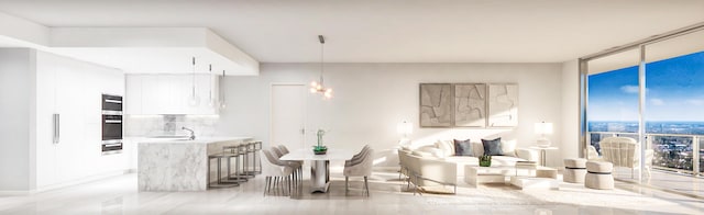 220 Lake Shore Dr Unit 1013, Lake Park, FL 33403 - dining space with a notable chandelier and expansive windows