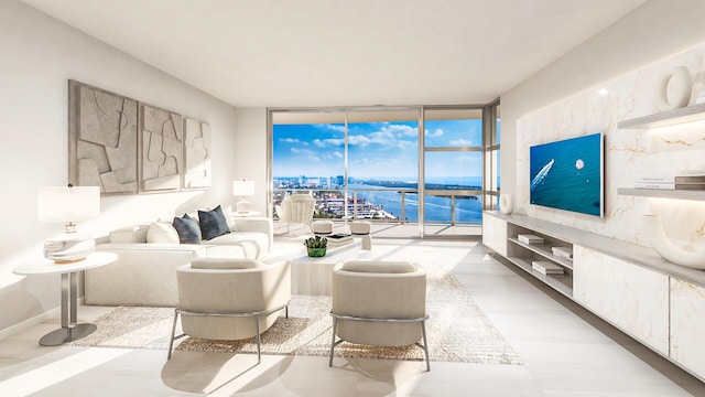 220 Lake Shore Dr Unit 1013, Lake Park, FL 33403 - living room with floor to ceiling windows, a view of city, and baseboards