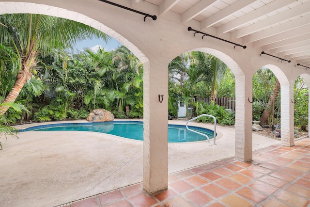 view of pool featuring a patio area