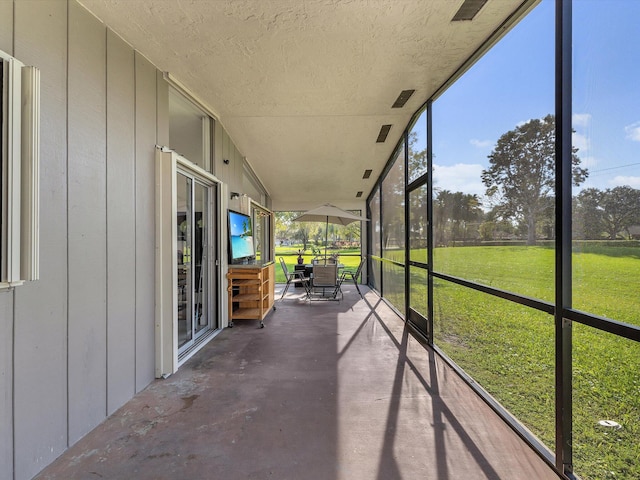 view of unfurnished sunroom