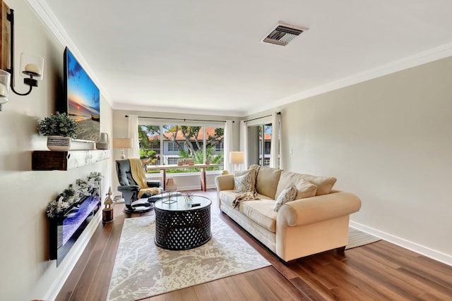 5770 Princess Palm Ct Unit F, Delray Beach, FL 33484 - living room with wood finished floors and ornamental molding