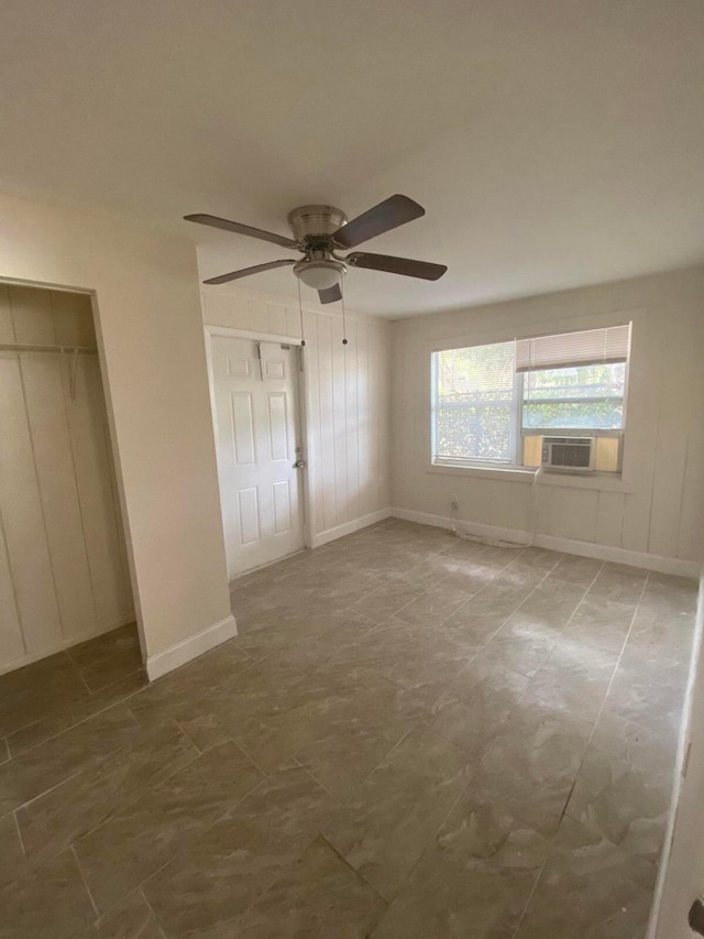 unfurnished bedroom with ceiling fan