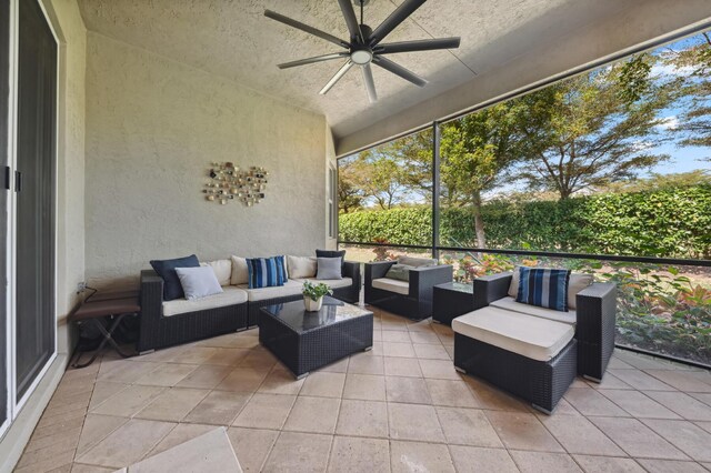 8313 Boulder Mountain Ter, Boynton Beach, FL 33473 - sunroom / solarium with ceiling fan and outdoor lounge area