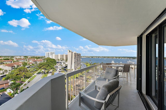 balcony with a water view